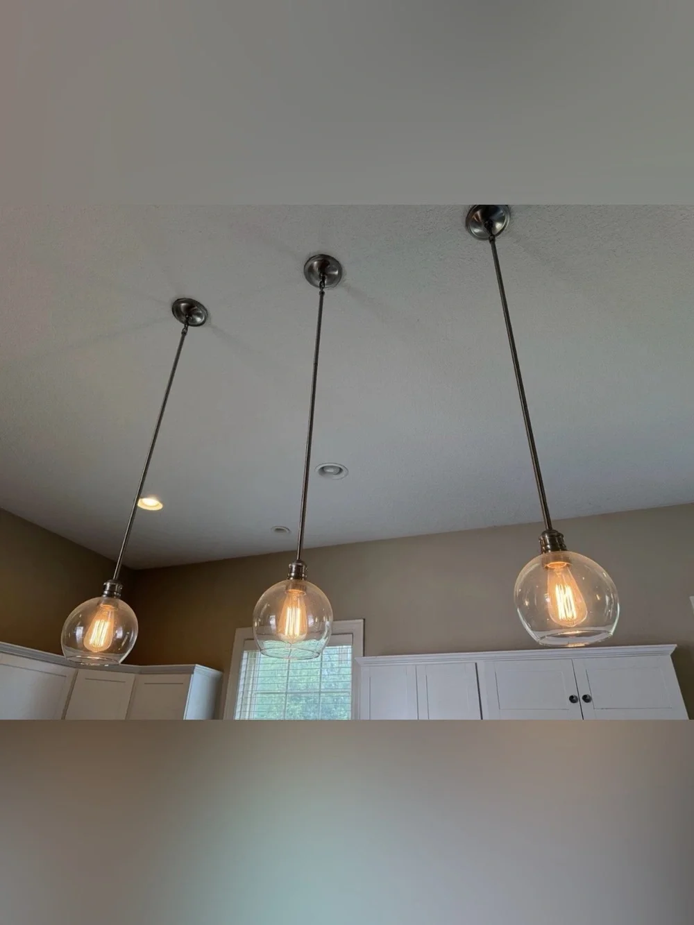 Glass Globe Pendant Lantern - Clear Glass, Brushed Nickel Finish